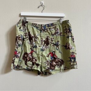 Vintage Nick & Nora Cowboy Pajama Shorts XL Men Green Western Kurt Cobain
